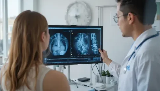 a doctor showinng diagnosis test result to his patient in a clinic