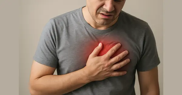 a man holding his chest