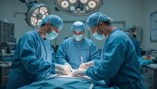 the doctors are doing operation related to coronary artery disease in operating room