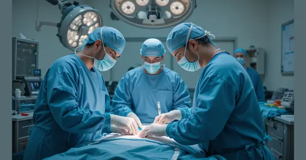 the doctors are doing operation related to coronary artery disease in operating room